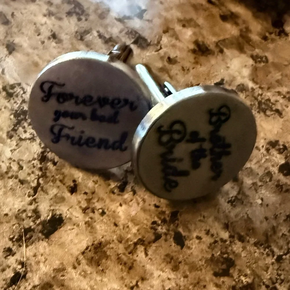 Brother of the Bride Silver Cufflinks Wedding Groomsman Gift Engraved